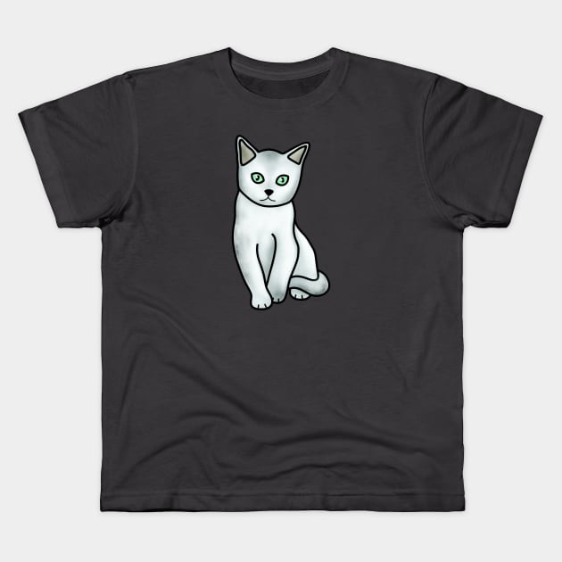 White Cat Kids T-Shirt by Kelly Louise Art